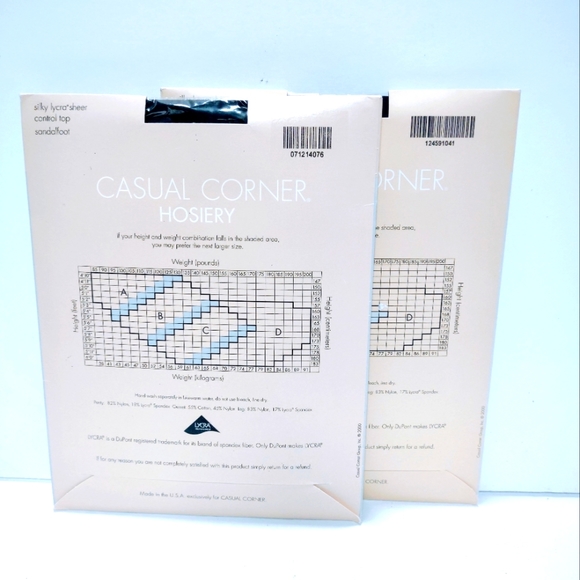 Casual Corner Silky Lycra Sheer Control Top Sandalfoot Size C Brown Hosiery - Picture 4 of 4